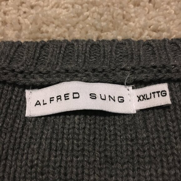 ALFRED SUNG Natural Blend Grey Cable Knit Sweater - Picture 9 of 16